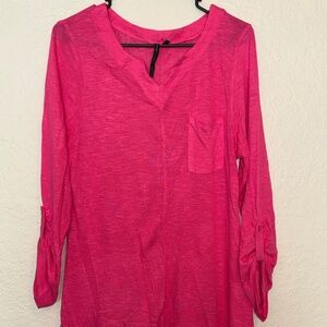 WOMANS PINK LONG SLEEVE PINK SHIRT BLOUSE TOP SIZE XL